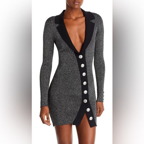 NWOT- Retrofete Mimi Metallic Ribbed Knit Mini Dress